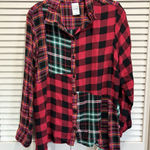 Blair  Flannel Shirt Red/Multi Plaid Long Sleeve Shark Hem Size XL Button Up‎ Photo 0