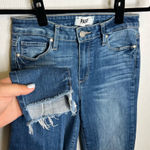 Paige | Size 26 Blue Ankle Cropped Jeans with Distressed Details Hoxton Ankle Photo 0