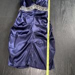 B Darlin B. Darlin Cocktail Wedding Dress Satin Rhinestones Navy Blue Size 3/4 4 NWT Photo 9