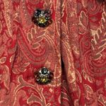 Handmade Custom Red Gold Paisley Brocade Jacket Womens Small Blazer Wide Collar Photo 9
