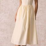 Rihoas Light Yellow Pleated Cross Back Midi Dress Size M Photo 4