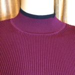 Marled Ribbed Wine w/Black Stripes Sweater Purple Size M Photo 5