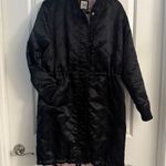 Gap  Women's Black Long Quilted Bomber Jacket sz Medium Photo 1