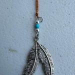 Vintage Native American Indigenous Inspired Navajo Double Feathers Pendent Silver Photo 1