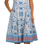 Avec Les Filles  Sea Beach Life Palm Trees Midi Dress Size 14 Photo 0