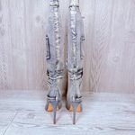 Denim light wash blue jean Raw Edge Pointy Toe Stiletto High Leg Boots 7 pocket Photo 3