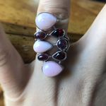 Natural Pink Opal Ruby Garnet Sterling Silver Cocktail Ring Size 7 Photo 8