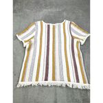 Madewell  Blakley Sweater Tee Women S White Stripe Fringe Hem Regular Fit Photo 4