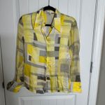 Escada Abstract yellow silk button down shirt size 34‎ quiet luxury old money 4 Photo 1
