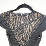 Tadashi Collection 100% Silk Black Sequin Long Formal Cocktail Evening Dress 2 Photo 7