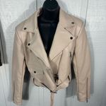 Azalea Wang Women’s Beige Faux Leather Moto Jacket Size Medium NWT Photo 3