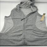 Aerie Gray and White Striped Hooded Vest Photo 5
