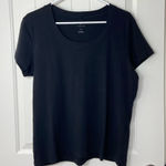 Preswick & Moore NWOT women’s solid black scoop neck short sleeve stretch shirt Photo 0