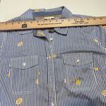 st. john's bay  Women's Button Up Spring Shirt Blue Striped Lemons M Cotton Photo 11