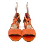 Eileen Fisher Strappy Block Heel Sandals Orange Suede Sz 8.5 Leather Zip Buckle Photo 4