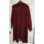 Joseph A 301-006  Size Medium Long Red Black cardigan duster Open Front Photo 5