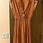 Smythe Polka Dot Burnt Orange & Ivory Midi Dress Photo 1