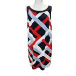 Ann Taylor  Navy Blue Red White Multi Geometric Sleeveless Sheath Dress XL‎ Photo 1