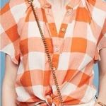 Anthropologie NWOT Maeve  Butterfly Sleeve Big Gingham Check Button Up Blouse Photo 0