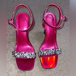 Karl Lagerfeld  Paris Jala Pink Metallic Ankle Strap Platform Heels Sandals Photo 5