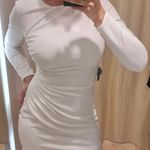 ZARA dress wedding mini fitted long sleeve ruched bodycon white party Photo 3