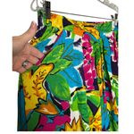 Vintage Retro tropical colourful midi skirt elastic waist & pockets size medium Green Photo 4