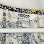 Sonoma  Goods for Life Women's Blouse Top L Large Blue Yellow Boho Paisley Tile Photo 3