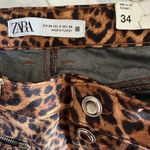 ZARA  Leopard Animal Print Mid Rise Ankle Skinny Edgy Zip Jeans NWT Photo 5