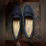 Clarks  Women's Sharon Gracie Slip-On Loafer Flats Suede Navy Photo 9