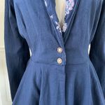 Vintage 80s IN2 Peplum Cardigan Jacket Dark Blue M Size M Photo 3
