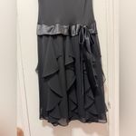 Liz Claiborne Y2K Black Party Dress Ruffled Tiered Skirt Bow Draped Formal 6 Photo 5