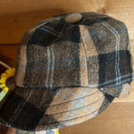 Plaid Wool Peaky Blinder Cap Hat Bill Heart Brown Blue Beige Photo 0
