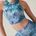 Athleta New Conscious Crop Printed A-C Bra Top Solarize Chrome Blue Tie Dye Sz M Photo 1