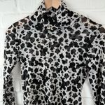 Altar'd State  Sheer Black and White cow print mesh top mock neck Size S layer Photo 5
