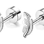 Silver Feather Flat Back Earrings Photo 0