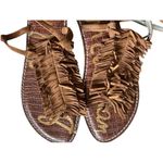 Sam Edelman Womens  Gela-Brown Suede Fringe Sandals Flat Thongs Boho - Sz 9.5 Photo 5