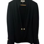 St. John Collection Luxe Textured Black Wool-Blend Pearl Button Blazer Size 10 Photo 0