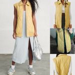 Urban Outfitters NWT  Annie Faux Leather Liner Vest quilted yellow oversized Photo 1