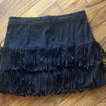 Hollister  Fringe Mini Skirt Women’s Faux Suede Western Boho Brown Festival Photo 0