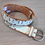 Linea Pelle Pale Green Leather And Ribbon Distressed Boho Belt Size S City Chic Photo 0