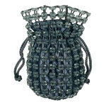 Beaded Silver Gray Cinched Evening Bag Purse Shoulder Crossbody Sparkly‎ Photo 4