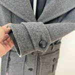 DKNY Women’s Wool Belted Trench Coat Grey 4 Button Thick Warm Pleated Gray EUC Photo 5