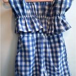 Entro Blue and White Gingham Strapless Romper  Photo 2