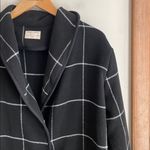 Marine layer  Liverpool Shawl Collar Coatigan Windowpane Black White Photo 2