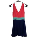 Maude Dress Color Block V Neck Sleeveless Party Dress Size Sm Photo 3