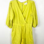 Anthropologie Celia Gauzy Snap Closure Elastic Tie Waist Pockets Romper Small Photo 0