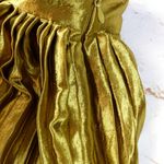 Boohoo Gold Metallic Accordion Pleated Midi Skirt Womens 8 US 40 EU Shiny Party Photo 3