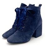 Sam Edelman Boot Tate Dark Blue Suede Block Heel Lace Up Granny Boot Size 5.5 Photo 4