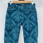 Hudson Jeans Hudson Nico Velvet Brocade Victorian Navy Blue Mid Rise Pants Size 24 Photo 1