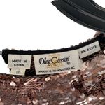 Oleg Cassini Vintage  Pink Black Sequin Beaded Blouse zig Zag Hem size small Photo 3